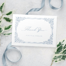 Dusty Blue Lijst Elegant Script Bedankkaart