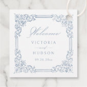 Dusty Blue  Lijst Elegant Script bruiloft Bedankjes Labels (Achterkant)