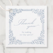Dusty Blue  Lijst Elegant Script bruiloft Bedankjes Labels (Voorkant)