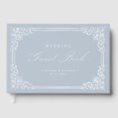 Dusty Blue Lijst Elegant Script bruiloft Gastenboek (Voorkant)