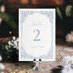 Dusty Blue  Lijst Elegant Script bruiloft Kaart<br><div class="desc">Elegant  sierlijk lijsten randontwerp met stijlvol script in stoffige blauwe kleur,  eenvoudige en klassieke,  geweldige trouwtafelkaarten voor modern klassiek bruiloft,  romantisch vintage bruiloft en formeel traditioneel bruiloft. Bekijk alle bijpassende stukken in collectie.</div>