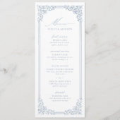 Dusty Blue Lijst Elegant Script bruiloft Menu (Voorkant)