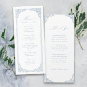 Dusty Blue Lijst Elegant Script bruiloft Menu