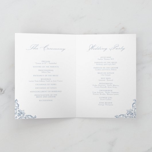 Dusty Blue  Lijst Elegant Script bruiloft Programma (Binnen)