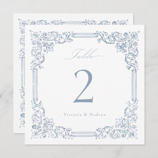 Dusty Blue  Lijst Elegant Script Table No. (Voorkant / Achterkant)