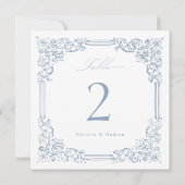 Dusty Blue  Lijst Elegant Script Table No. (Achterkant)