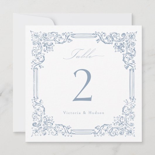 Dusty Blue  Lijst Elegant Script Table No. (Achterkant)