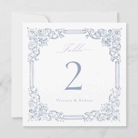 Dusty Blue  Lijst Elegant Script Table No. (Voorkant)