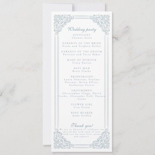  Dusty Blue Lijst Elegant Script Wedding (Achterkant)