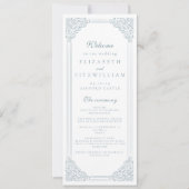  Dusty Blue Lijst Elegant Script Wedding (Voorkant)