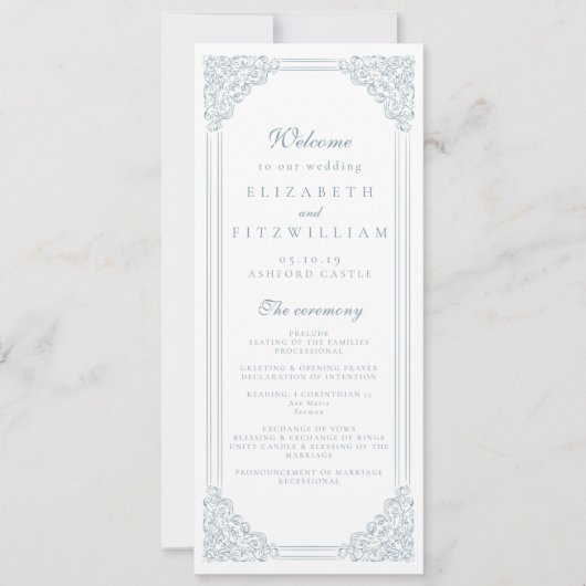 Dusty Blue Lijst Elegant Script Wedding (Voorkant)
