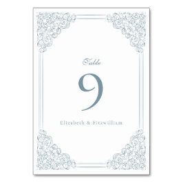  Dusty Blue Lijst Elegant Script Wedding Kaart