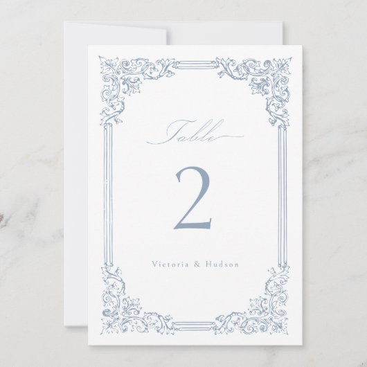 Dusty Blue Lijst Elegant Tafelnummer (Voorkant)