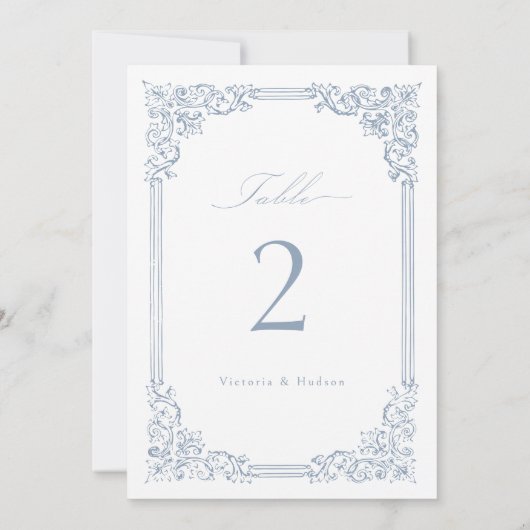 Dusty Blue  Lijst Elegant Tafelnummer (Achterkant)