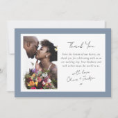 Dusty Blue Lijst Fotobruiloft Bedankkaart (Voorkant)