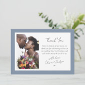 Dusty Blue Lijst Fotobruiloft Bedankkaart (Staand voorkant)