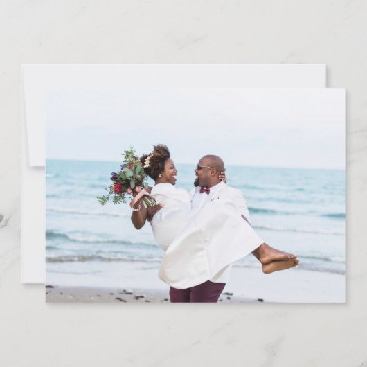 Dusty Blue Lijst Fotobruiloft Bedankkaart (Achterkant)