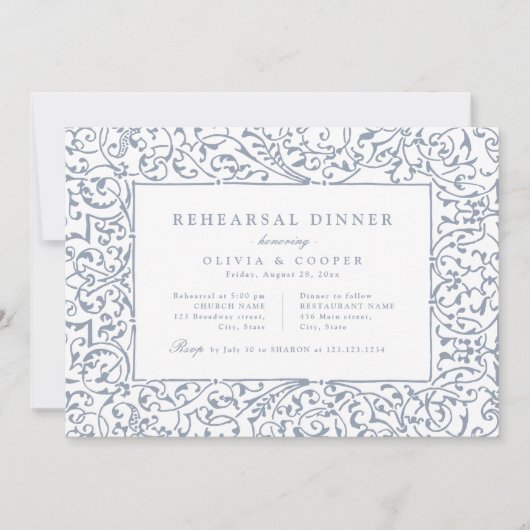 Dusty Blue   Lijst repetitie diner Kaart (Voorkant)