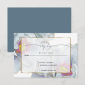 Dusty Blue Lila exotic Floral RSVP Kaartje (Voorkant / Achterkant)