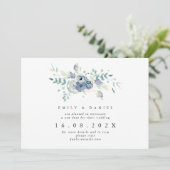 Dusty Blue & Lila Floral New Wedding Date Kaart (Staand voorkant)