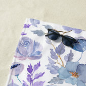  Dusty Blue Lila Waterverf Floral Monogram Strandlaken (In situ)