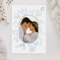 Dusty Blue Line Art Bloemenvlinder Foto