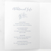 Dusty Blue Line Art Floral Elegant Huwelijk Drieluik Uitnodiging (Binnenzijde eerst)