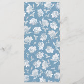 Dusty Blue Line Art Rose Dinner Details Wedding Menu (Achterkant)