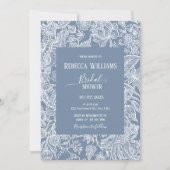 Dusty Blue Line Art Wildbloemen Floral Bridal Kaart (Voorkant)