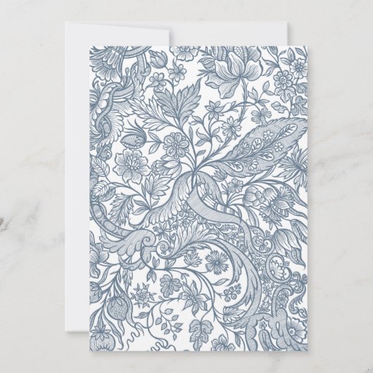 Dusty Blue Line Art Wildbloemen Floral Kaart (Achterkant)
