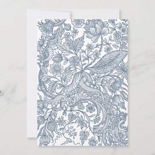 Dusty Blue Line Art Wildbloemen Floral Kaart (Achterkant)