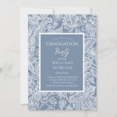 Dusty Blue Line Art Wildbloemen Floral Kaart (Voorkant)