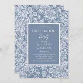 Dusty Blue Line Art Wildbloemen Floral Kaart