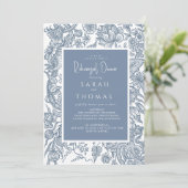 Dusty Blue Line Art Wildflower Kaart (Staand voorkant)