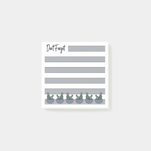 Dusty Blue | Lined | Potted Cacti - Post-it® Notes (Voorkant)