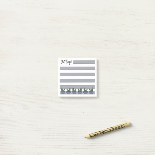 Dusty Blue | Lined | Potted Cacti - Post-it® Notes (Op bureau)