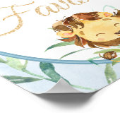Dusty Blue Lion Boy Baby shower Favors Poster (Hoek)