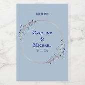 Dusty Blue Liquor Wijn Bruiloft Mini Label Set Etiket (Enkel label)