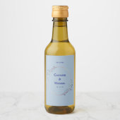 Dusty Blue Liquor Wijn Bruiloft Mini Label Set Etiket (Voorkant)