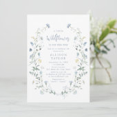 Dusty Blue Little Wildflower Boho Baby shower Kaart (Staand voorkant)