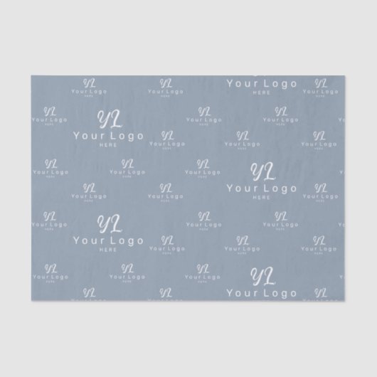 Dusty Blue Logo patroon Business Brand Packaging Tissuepapier (Voorkant)