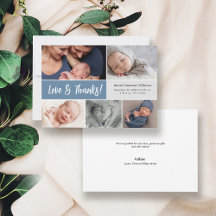 Dusty Blue Love & Bedankt Multi Foto's Baby shower