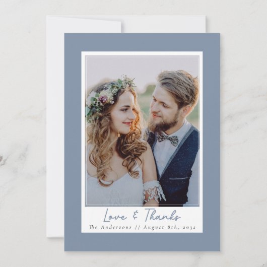Dusty Blue Love & Bedankt Photo Wedding (Voorkant)