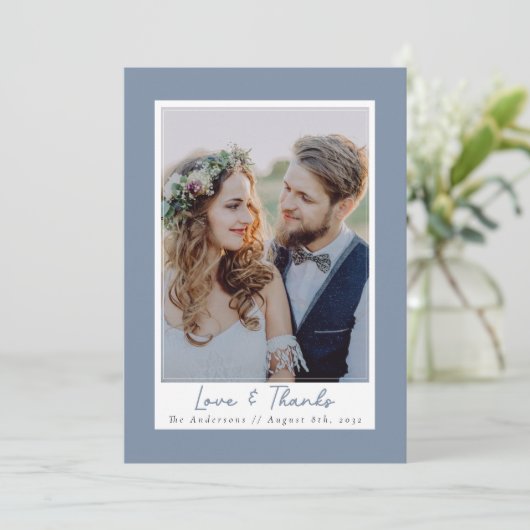Dusty Blue Love & Bedankt Photo Wedding (Staand voorkant)