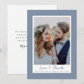 Dusty Blue Love & Bedankt Photo Wedding (Voorkant / Achterkant)