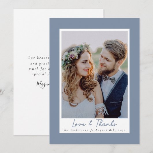 Dusty Blue Love & Bedankt Photo Wedding (Voorkant / Achterkant)