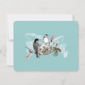  Dusty Blue Love Bird Weduwkaart RSVP Kaartje (Voorkant)