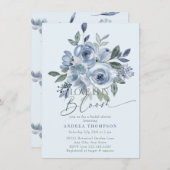 Dusty Blue Love in Bloom Bruids Douche Uitnodiging (Voorkant / Achterkant)