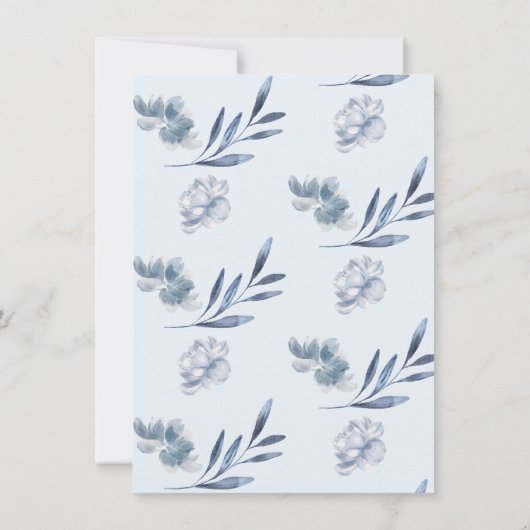 Dusty Blue Love in Bloom Bruids Douche Uitnodiging (Achterkant)