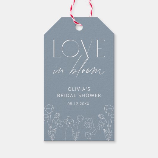 Dusty Blue Love in Bloom Vrijgezellenfeest Gift La Cadeaulabel (Voorkant)